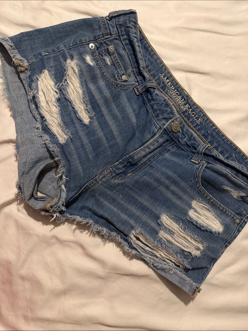 American Eagle Outfitters Blue Distressed Denim Cutoff Shorts